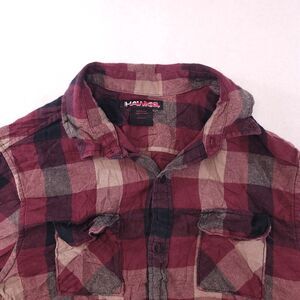 Tony Hawk Gingham Flannel Casual Button Up Shirt Mens Size Large L Red Beige
